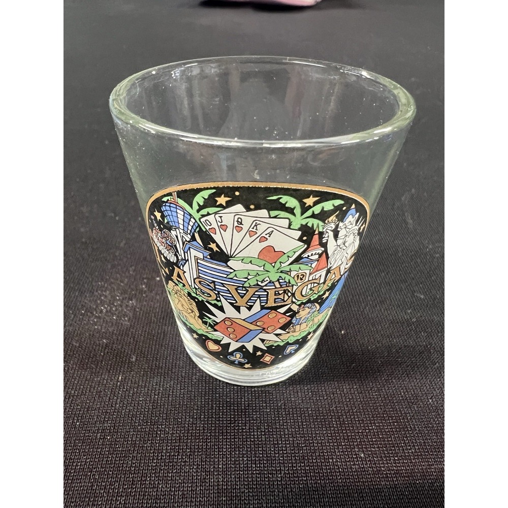 Las Vegas Symbols Dice Cards Palm‎ Trees 2.25" Collectible Shot Glass